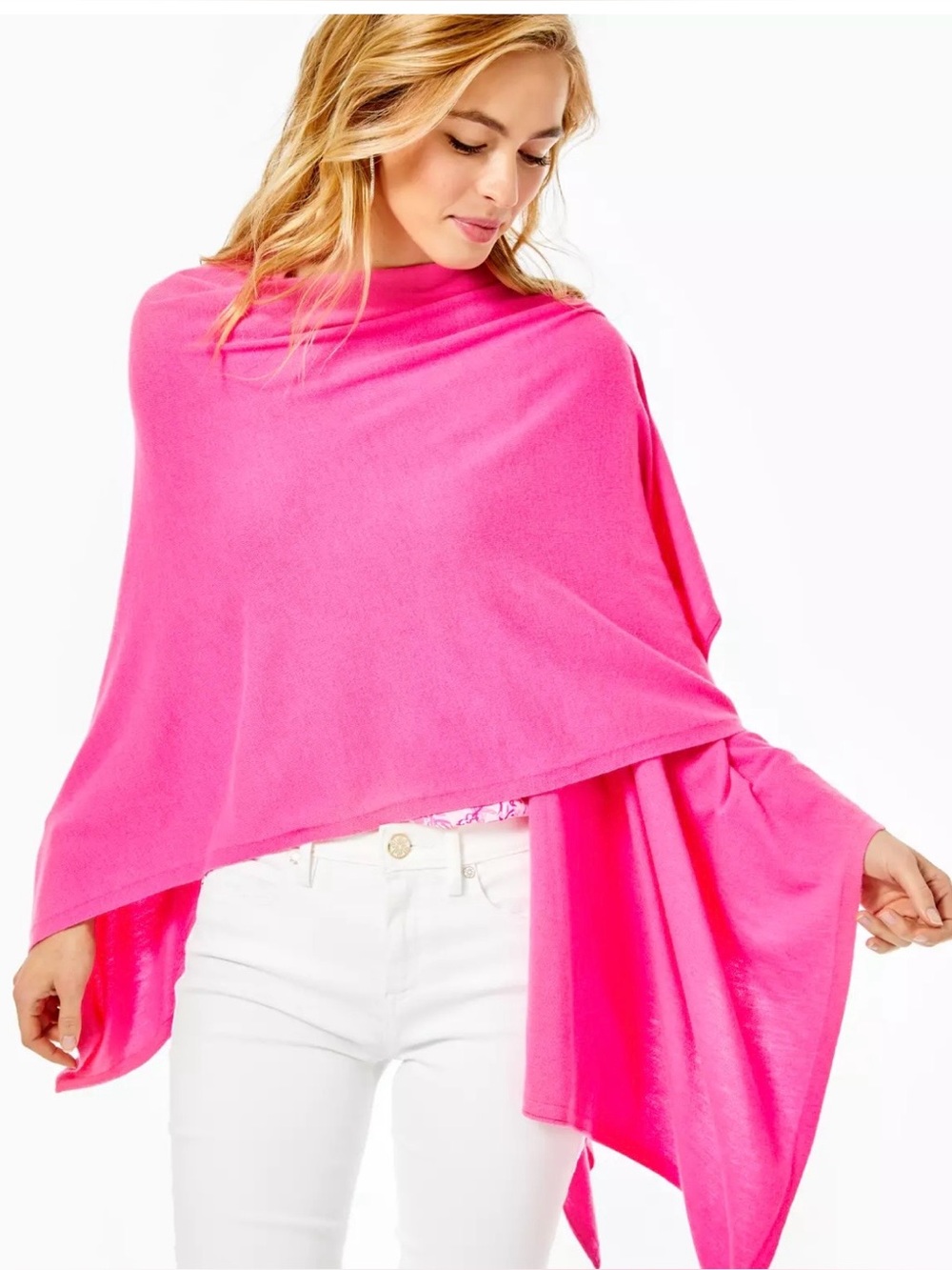 Lilly Pulitzer Terri Sweater Wrap in Cockatoo Pink EUC